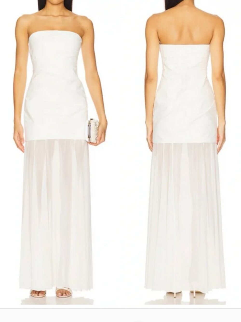 New! WeWoreWhat Corset Sheer Maxi Strapless Dress in White Size 4